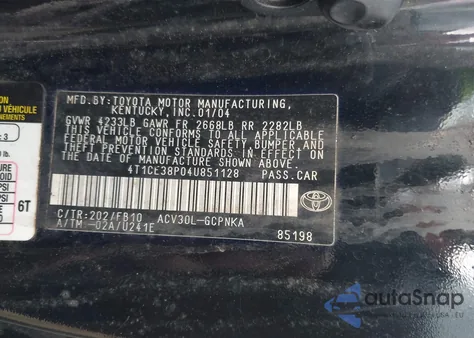 2004 Toyota Camry Solara Se from USA, damaged, VIN 4T1CE38P04U851128